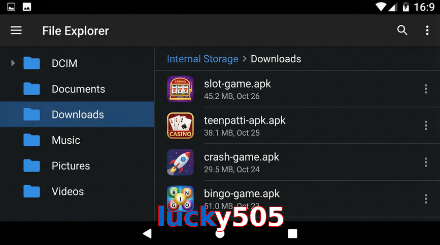 Main screen of Lucky505 gameapk page for PK players