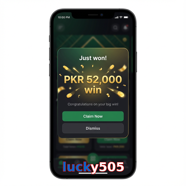 Main screen of Lucky505 win page for PK players